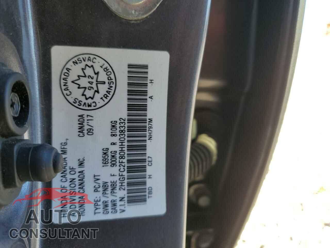 HONDA CIVIC 2017 - 2HGFC2F80HH038332
