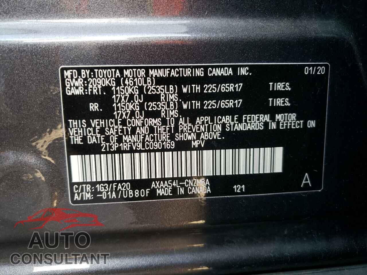 TOYOTA RAV4 2020 - 2T3P1RFV9LC090169