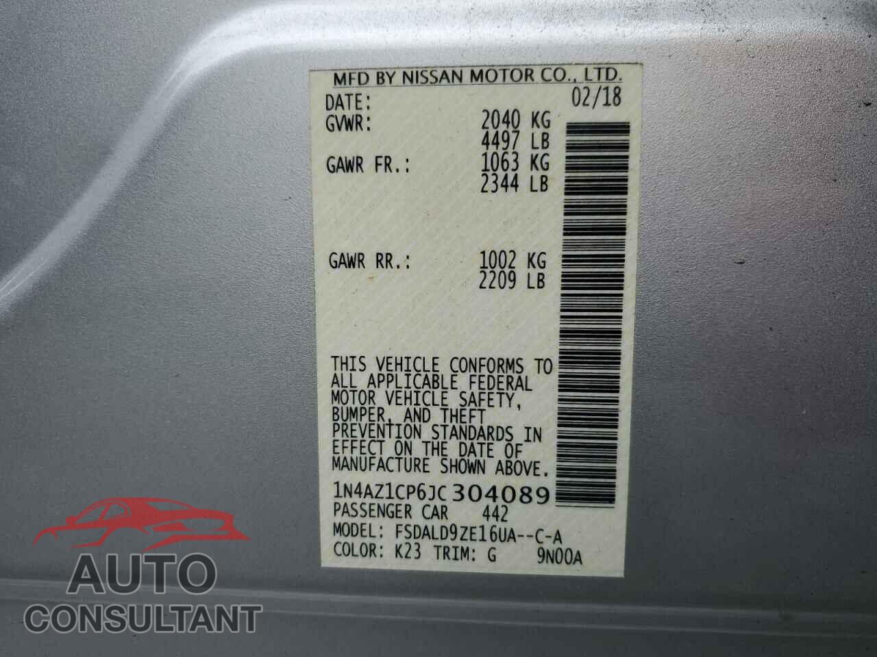 NISSAN LEAF 2018 - 1N4AZ1CP6JC304089