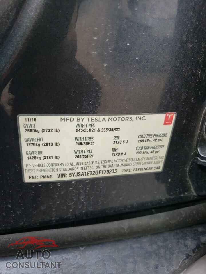 TESLA MODEL S 2016 - 5YJSA1E22GF170233