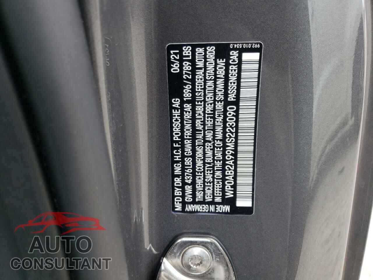 PORSCHE 911 2021 - WP0AB2A99MS223090