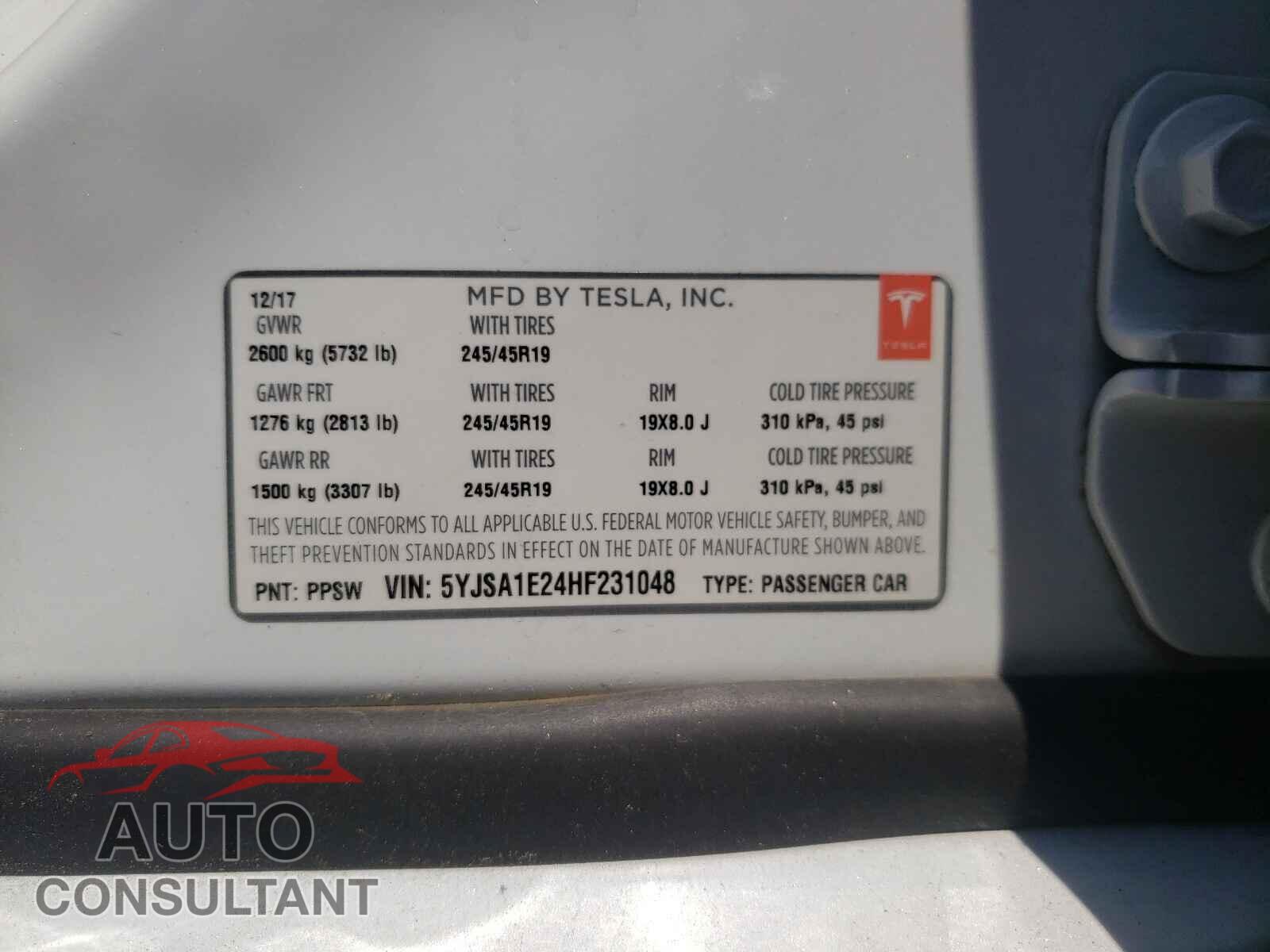 TESLA MODEL S 2017 - 5YJSA1E24HF231048