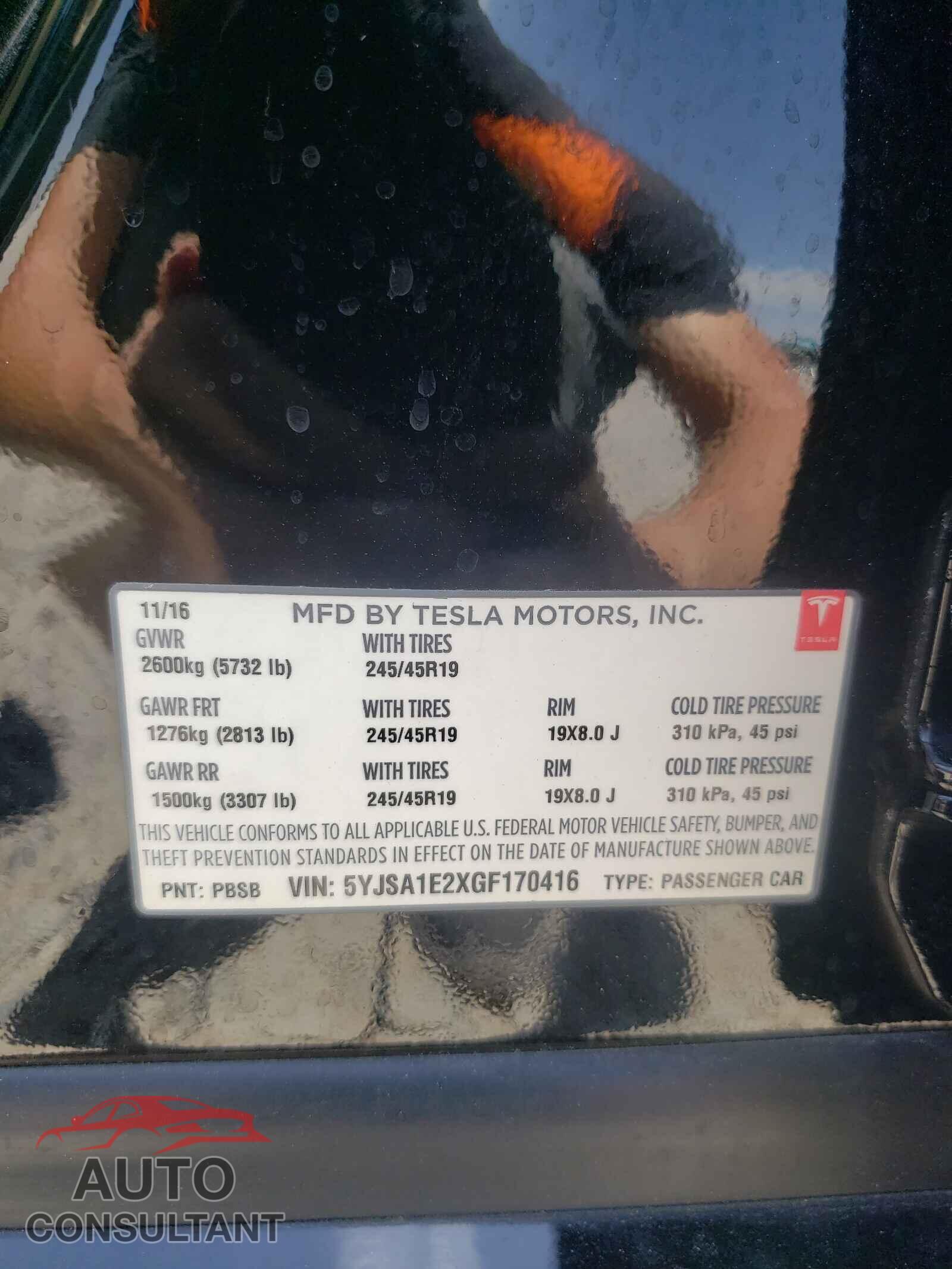 TESLA MODEL S 2016 - 5YJSA1E2XGF170416