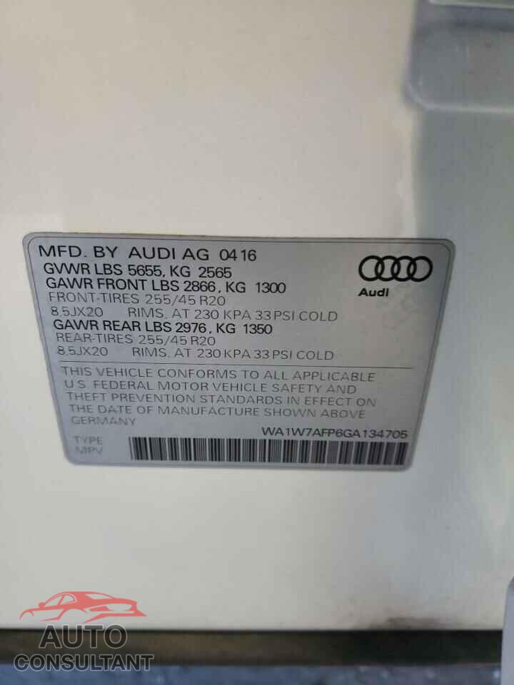 AUDI Q5 2016 - WA1W7AFP6GA134705