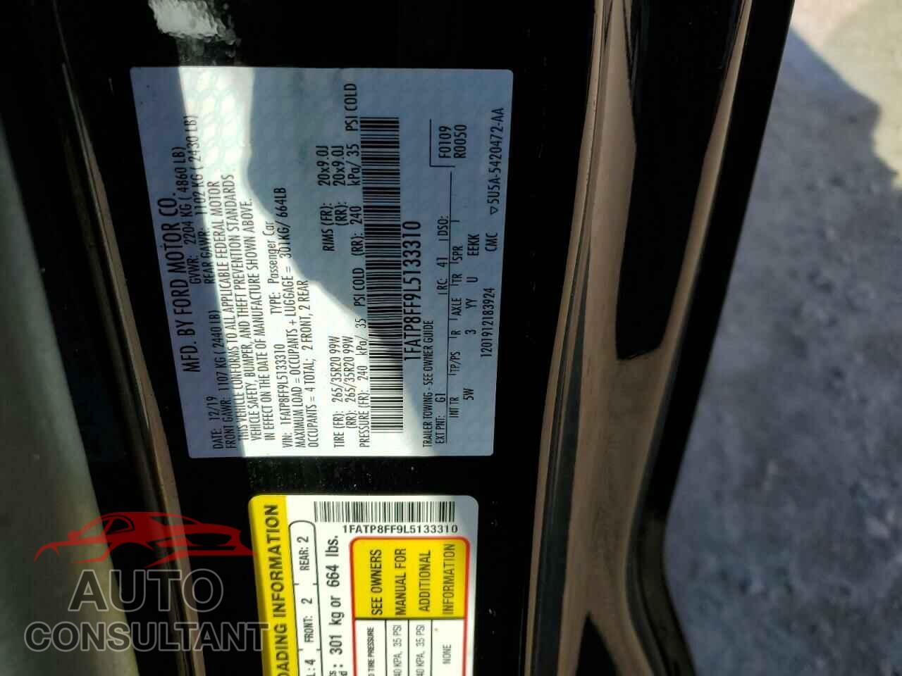 FORD MUSTANG 2020 - 1FATP8FF9L5133310
