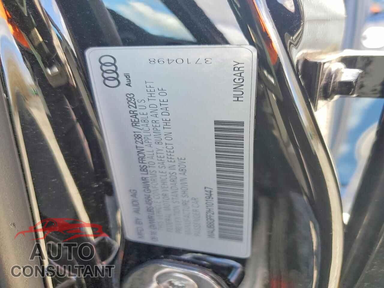 AUDI A3 2017 - WAUB8GFF2H1019447