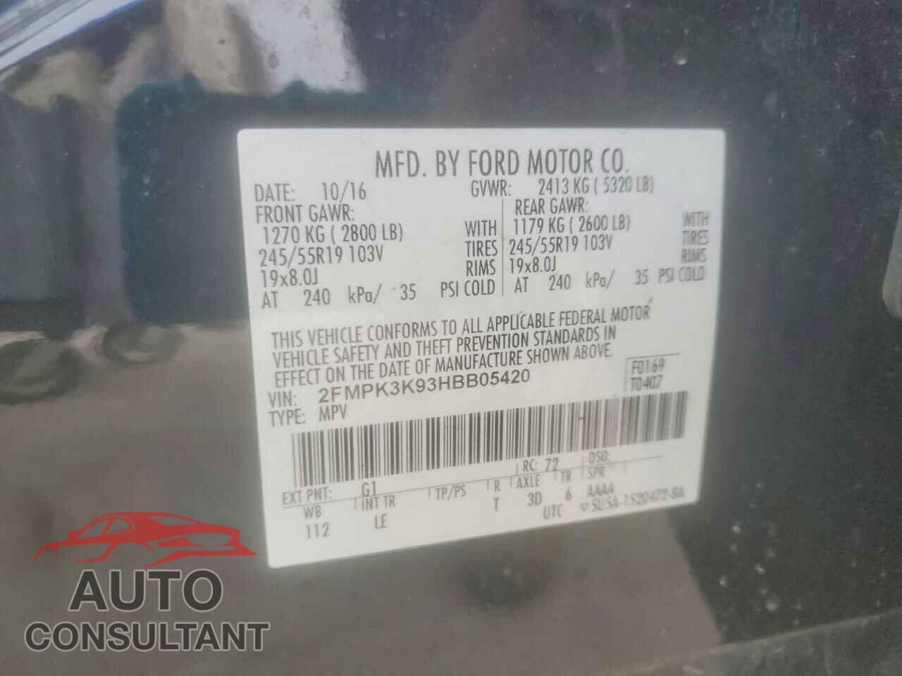 FORD EDGE 2017 - 2FMPK3K93HBB05420
