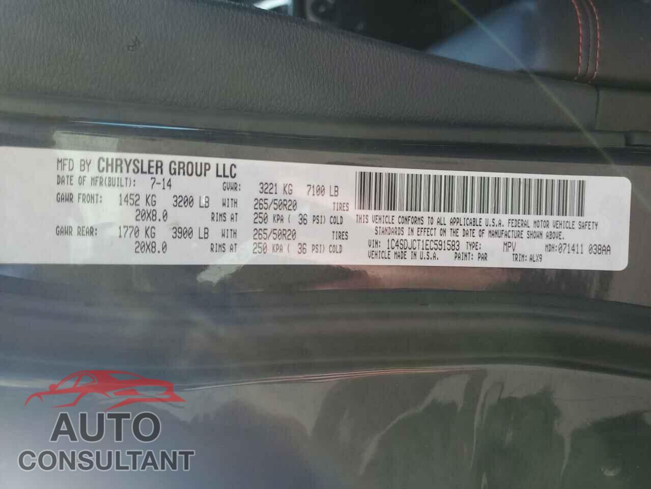 DODGE DURANGO 2014 - 1C4SDJCT1EC591583