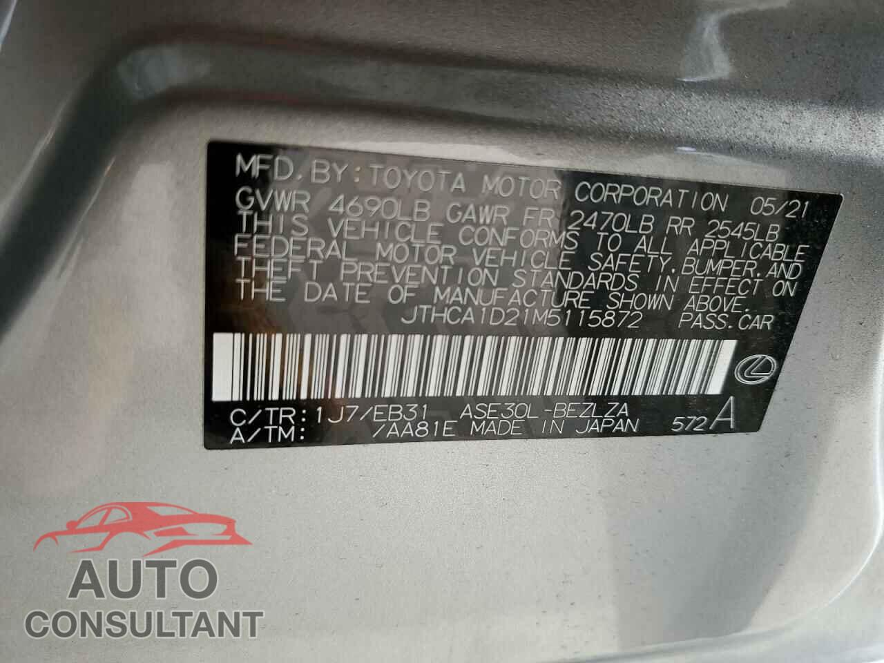 LEXUS IS 2021 - JTHCA1D21M5115872