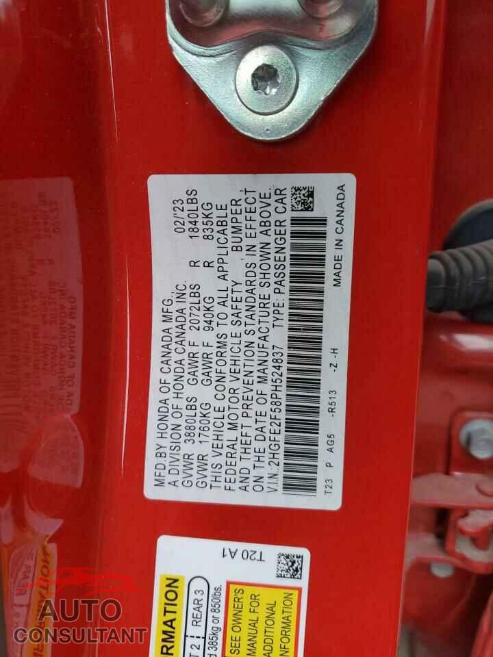 HONDA CIVIC 2023 - 2HGFE2F58PH524837