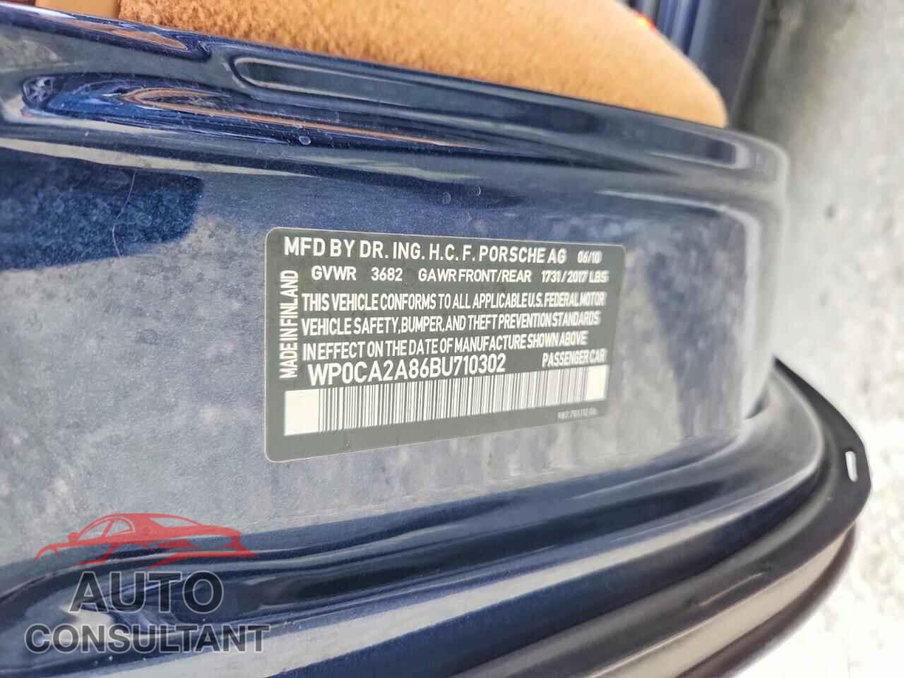 PORSCHE BOXSTER 2011 - WP0CA2A86BU710302