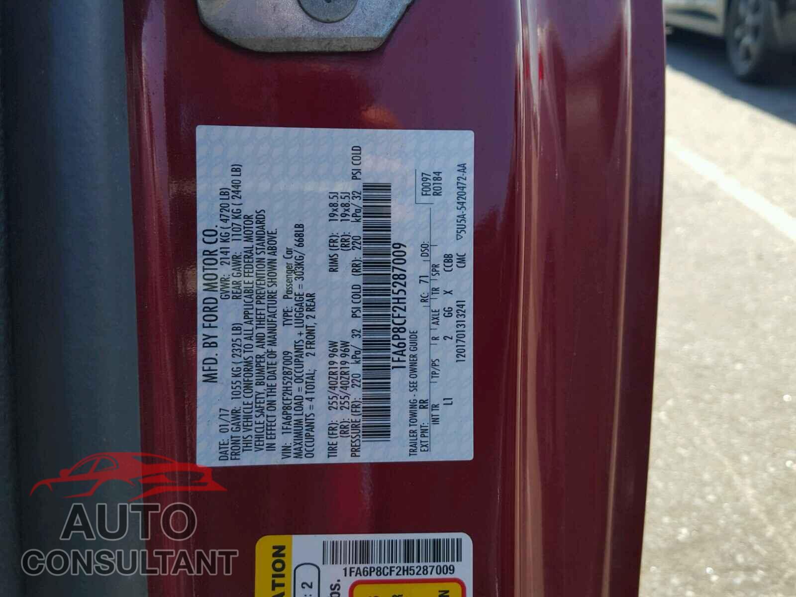 FORD MUSTANG 2017 - 1FA6P8CF2H5287009