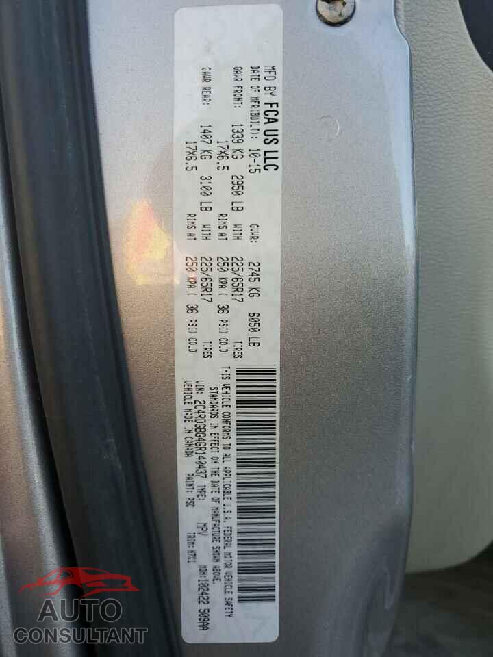 DODGE CARAVAN 2016 - 2C4RDGBG4GR140437