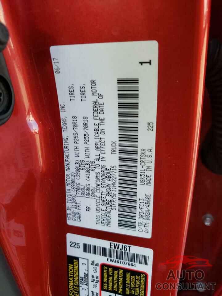 TOYOTA TUNDRA 2017 - 5TFRY5F11HX227715