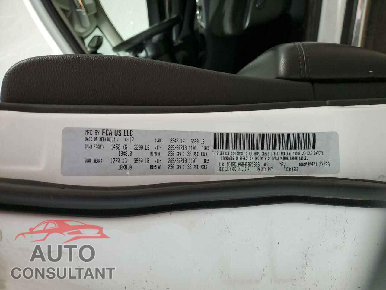 DODGE DURANGO 2017 - 1C4RDJAG8HC871896