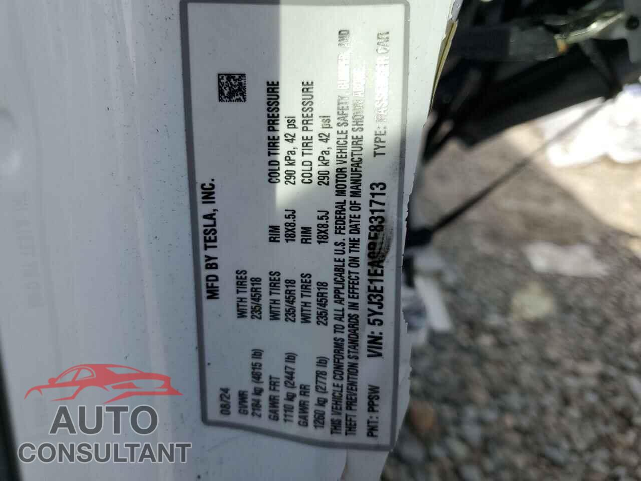 TESLA MODEL 3 2024 - 5YJ3E1EA9RF831713