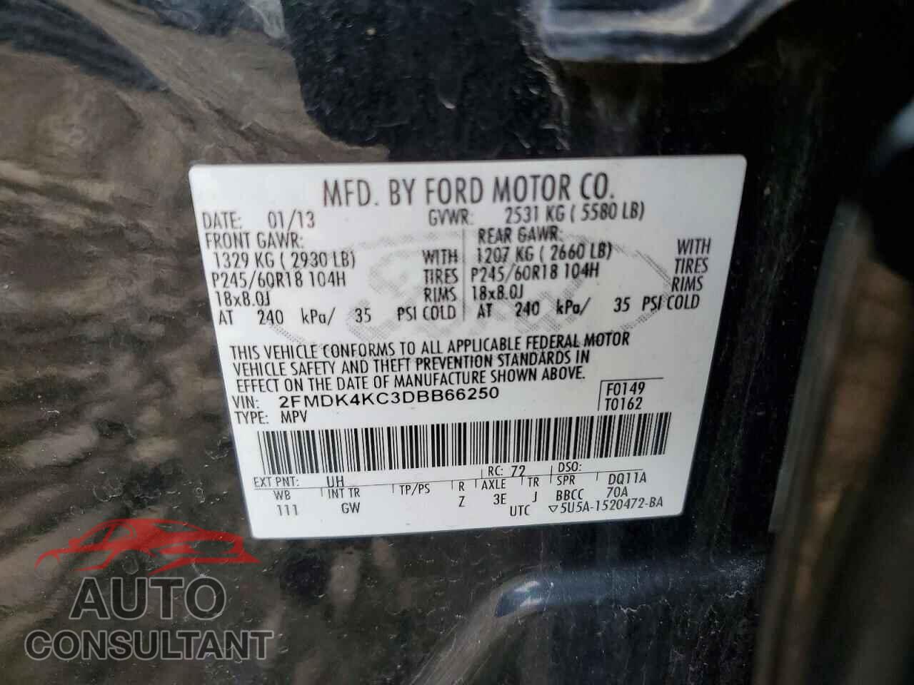 FORD EDGE 2013 - 2FMDK4KC3DBB66250