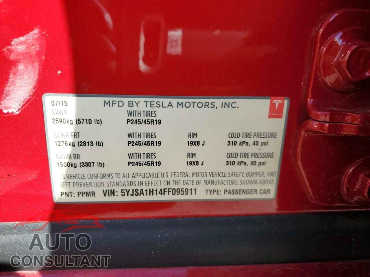 TESLA MODEL S 2015 - 5YJSA1H14FF095911