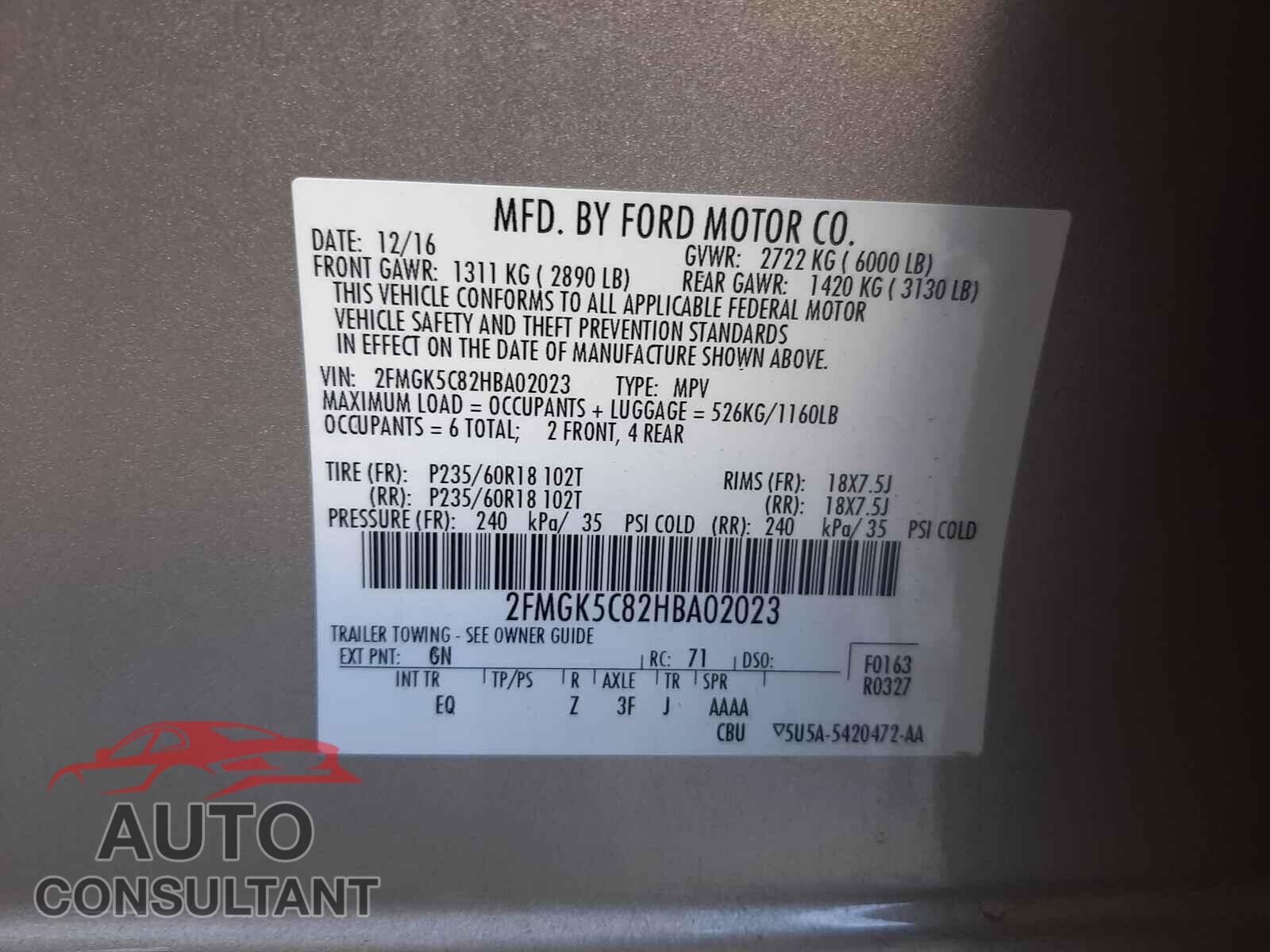 FORD FLEX 2017 - 2FMGK5C82HBA02023
