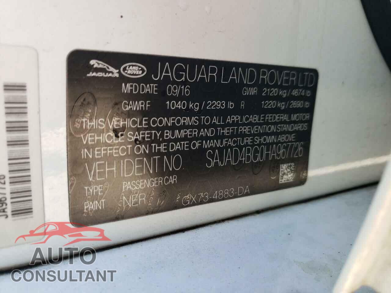 JAGUAR XE 2017 - SAJAD4BG0HA967726