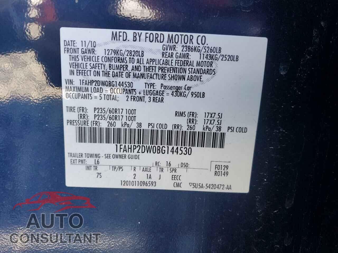 FORD TAURUS 2011 - 1FAHP2DW0BG144530