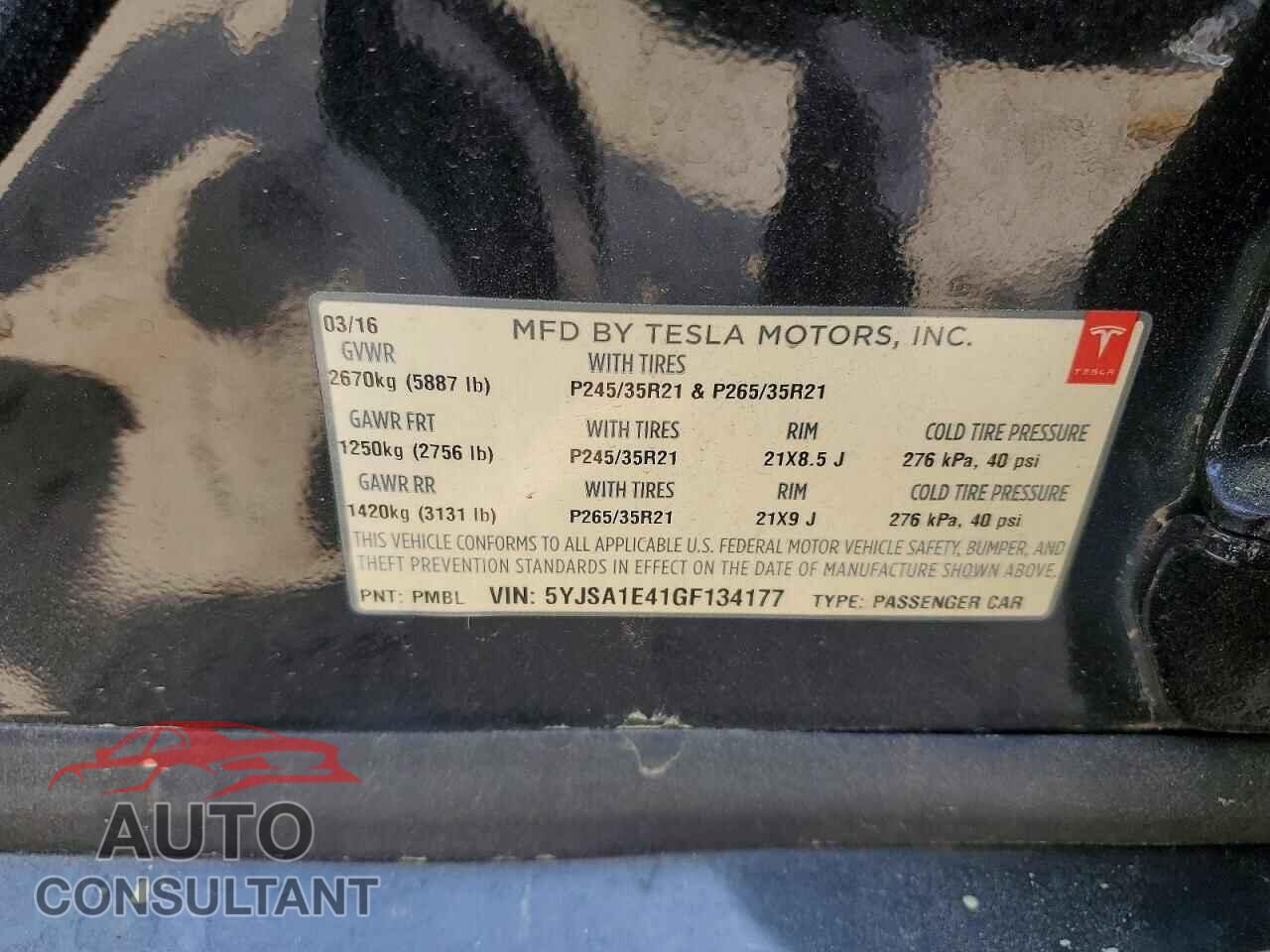 TESLA MODEL S 2016 - 5YJSA1E41GF134177