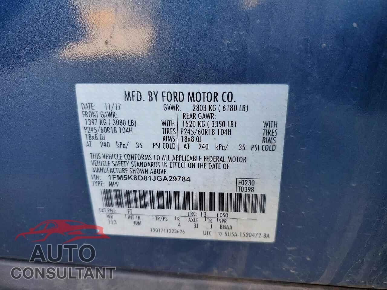 FORD EXPLORER 2018 - 1FM5K8D81JGA29784
