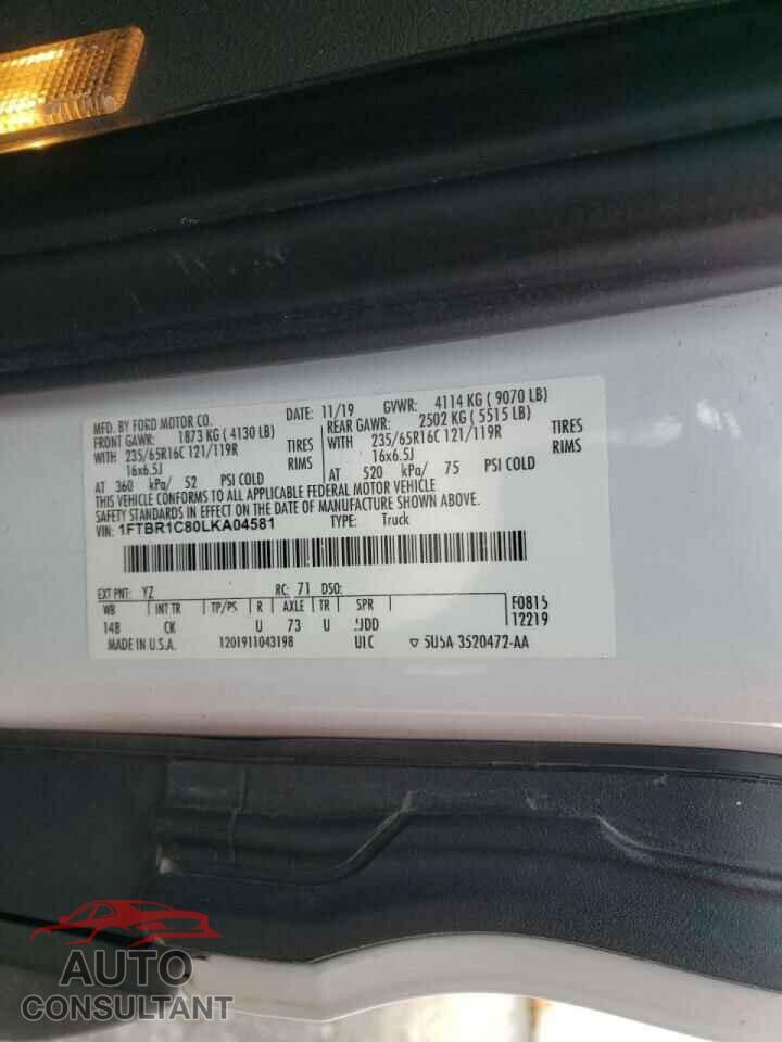 FORD TRANSIT CO 2020 - 1FTBR1C80LKA04581