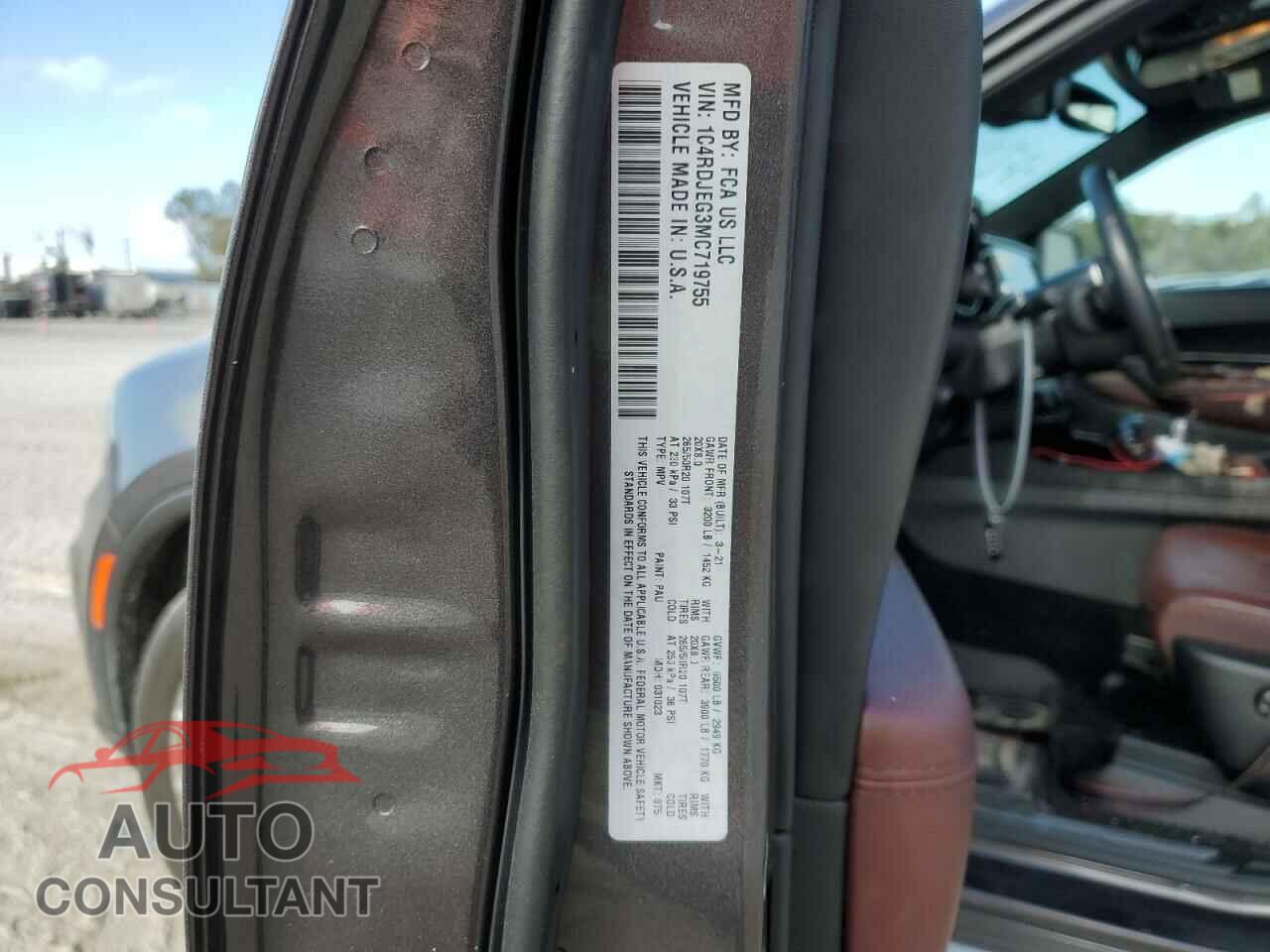 DODGE DURANGO 2021 - 1C4RDJEG3MC719755