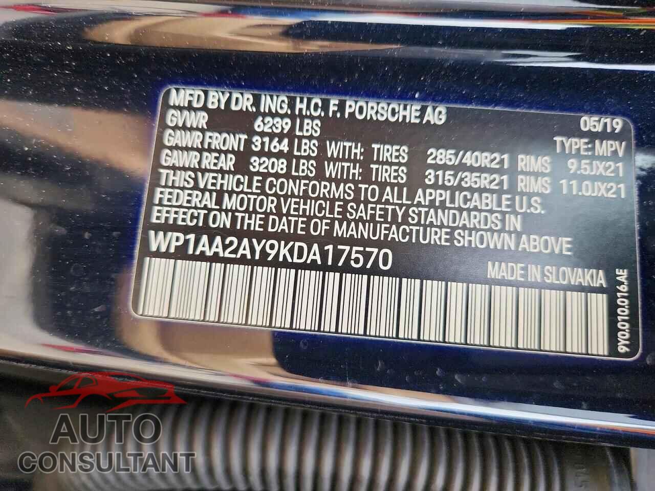 PORSCHE CAYENNE 2019 - WP1AA2AY9KDA17570