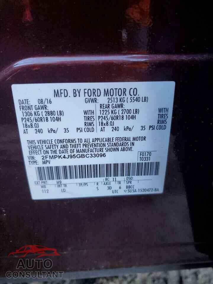 FORD EDGE 2016 - 2FMPK4J95GBC33096