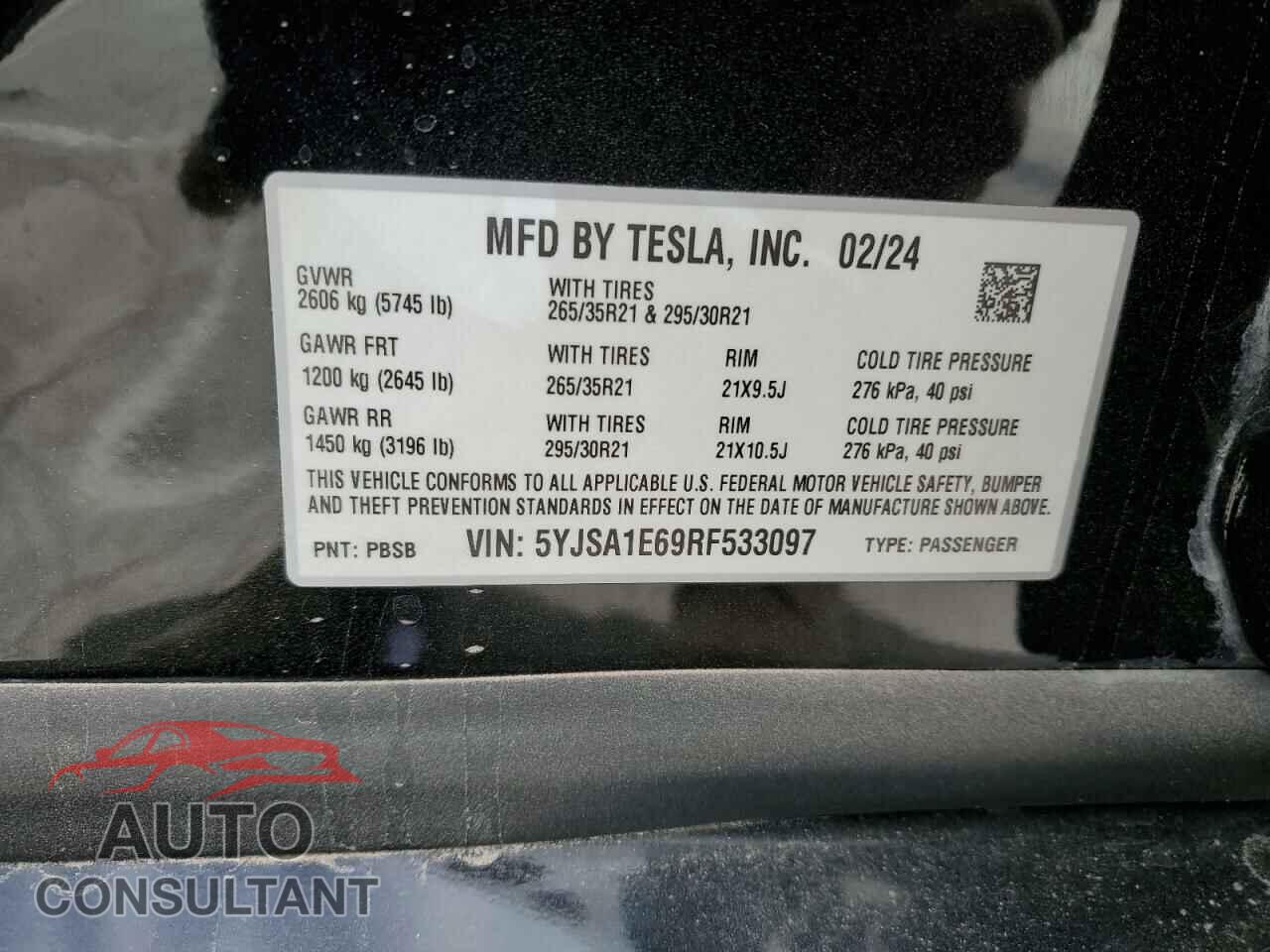 TESLA MODEL S 2024 - 5YJSA1E69RF533097