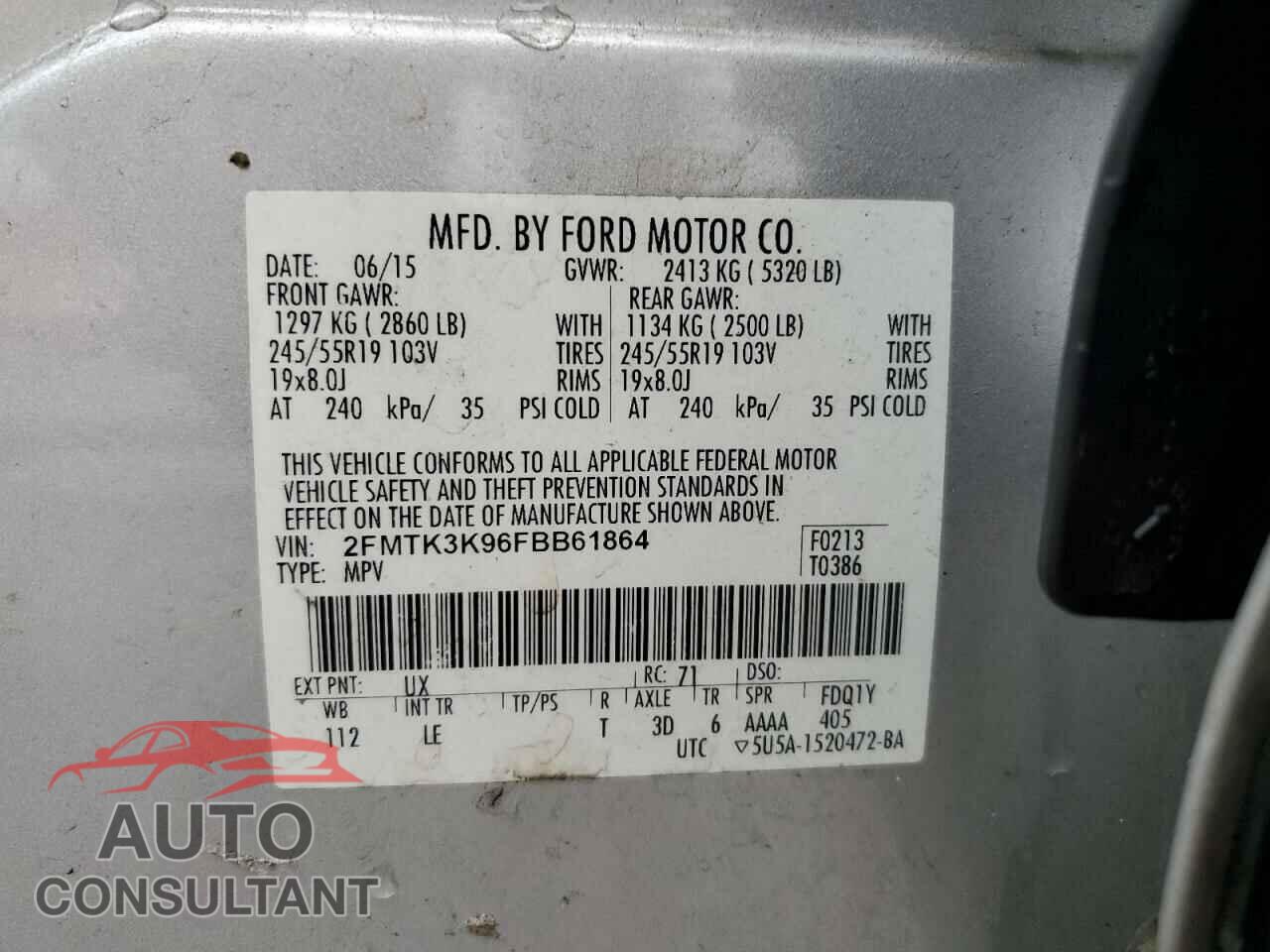 FORD EDGE 2015 - 2FMTK3K96FBB61864