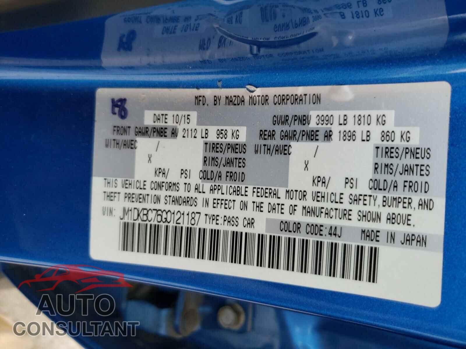 MAZDA CX-3 2016 - JM1DKBC76G0121187