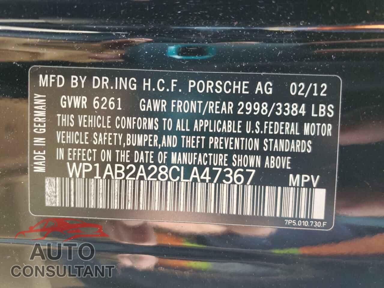 PORSCHE CAYENNE 2012 - WP1AB2A28CLA47367