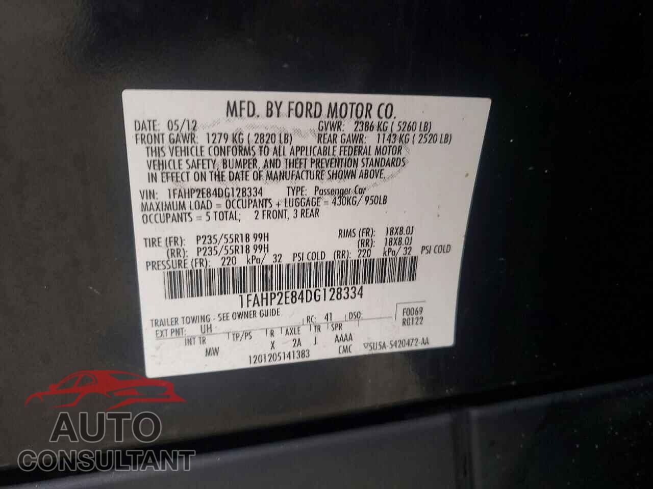 FORD TAURUS 2013 - 1FAHP2E84DG128334