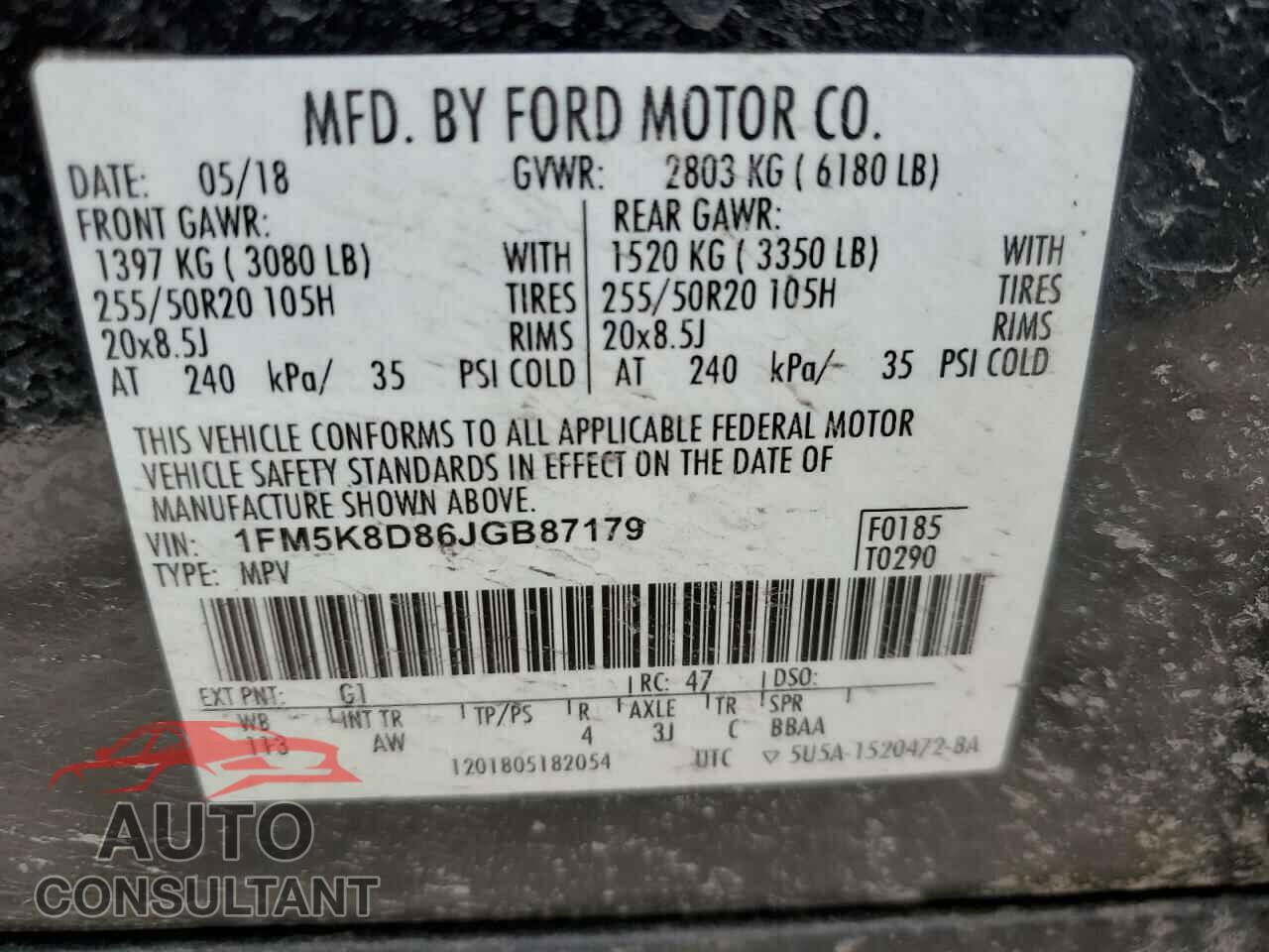 FORD EXPLORER 2018 - 1FM5K8D86JGB87179