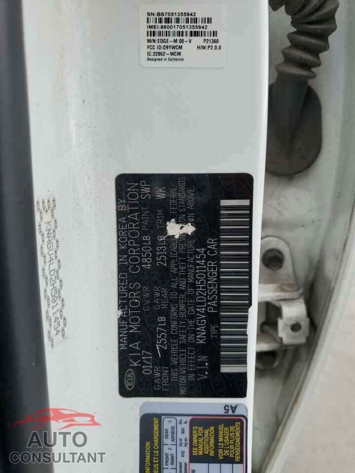 KIA OPTIMA 2017 - KNAGV4LD2H5011454