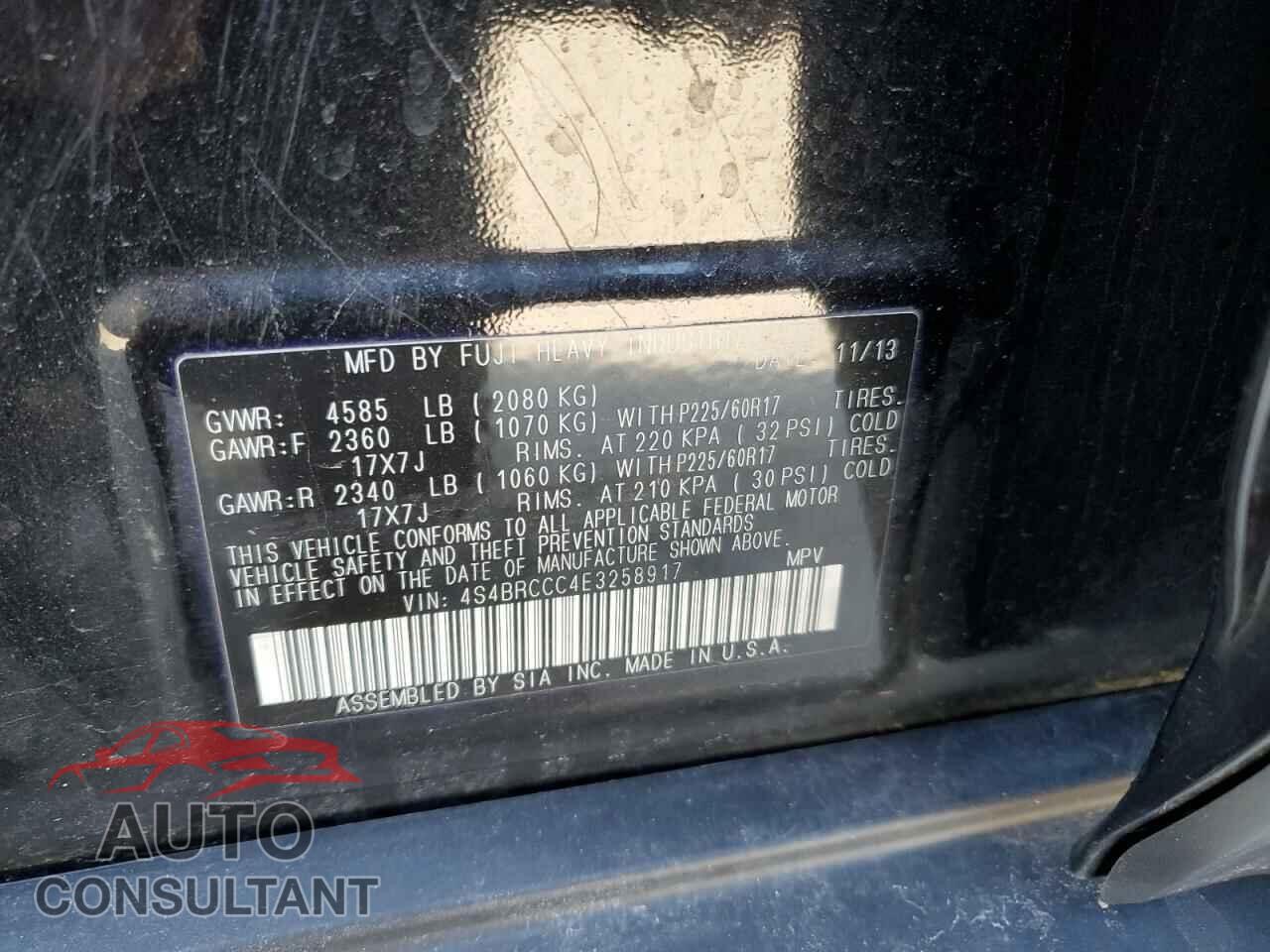 SUBARU OUTBACK 2014 - 4S4BRCCC4E3258917