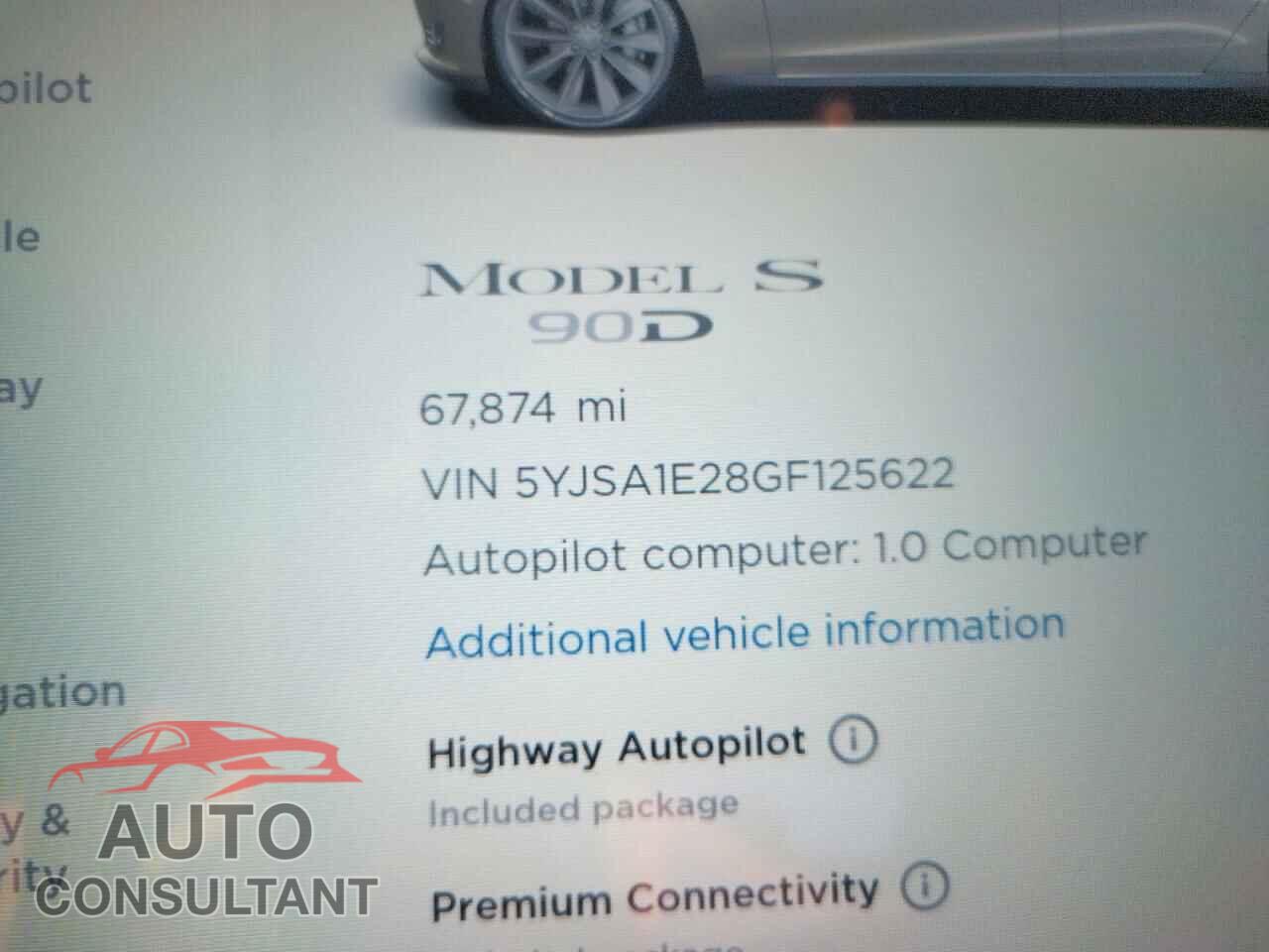 TESLA MODEL S 2016 - 5YJSA1E28GF125622