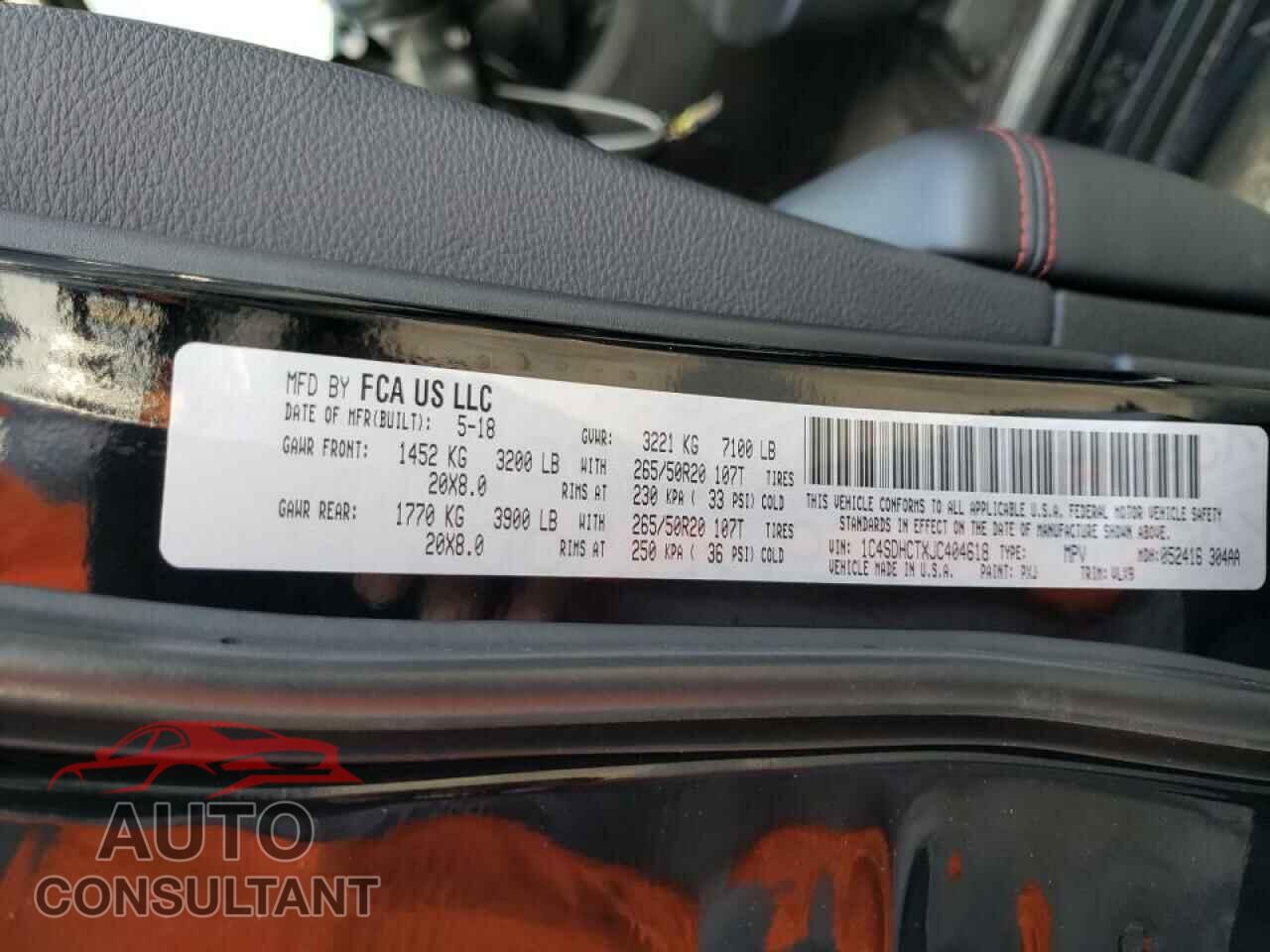 DODGE DURANGO 2018 - 1C4SDHCTXJC404618