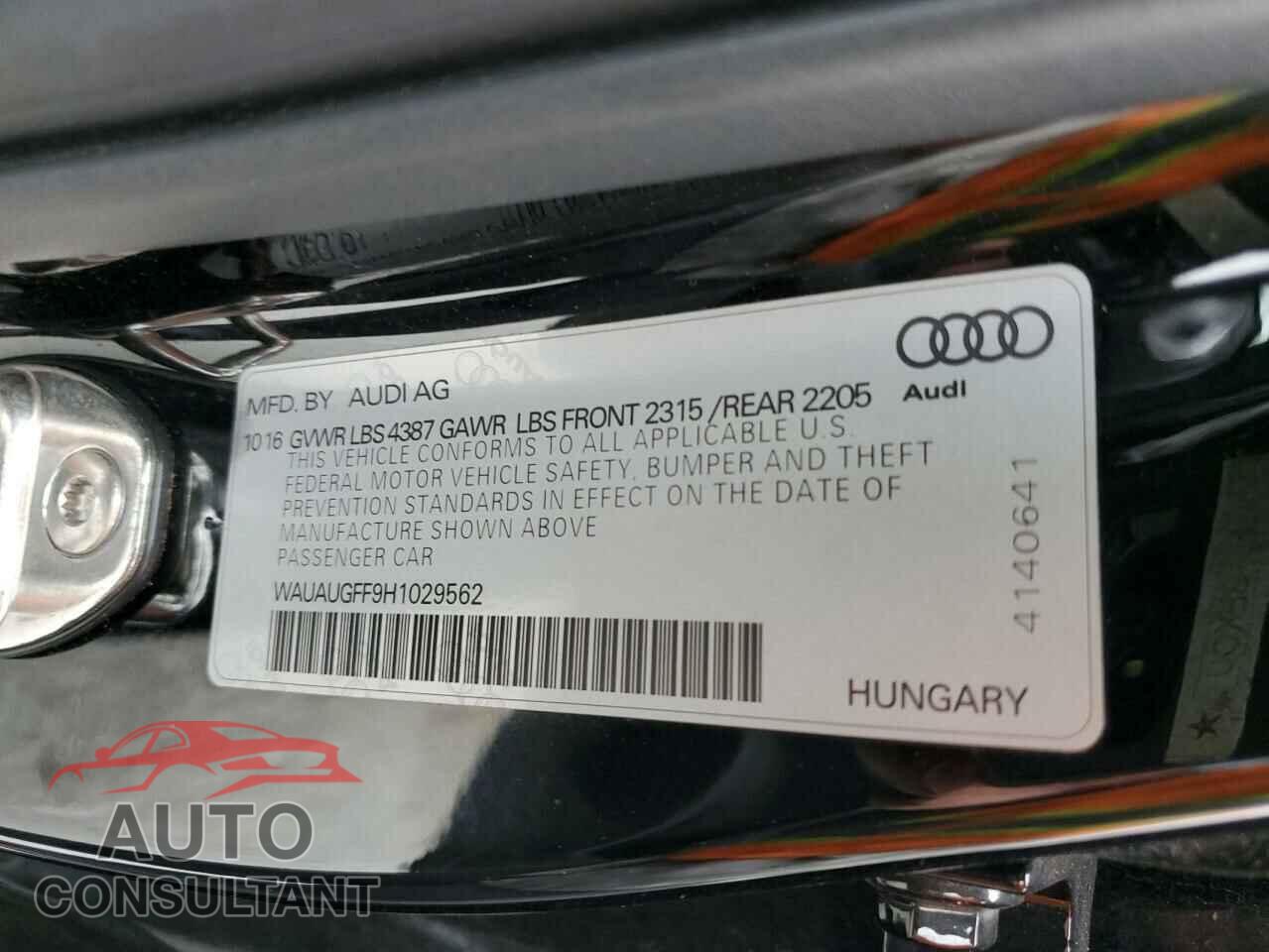 AUDI A3 2017 - WAUAUGFF9H1029562