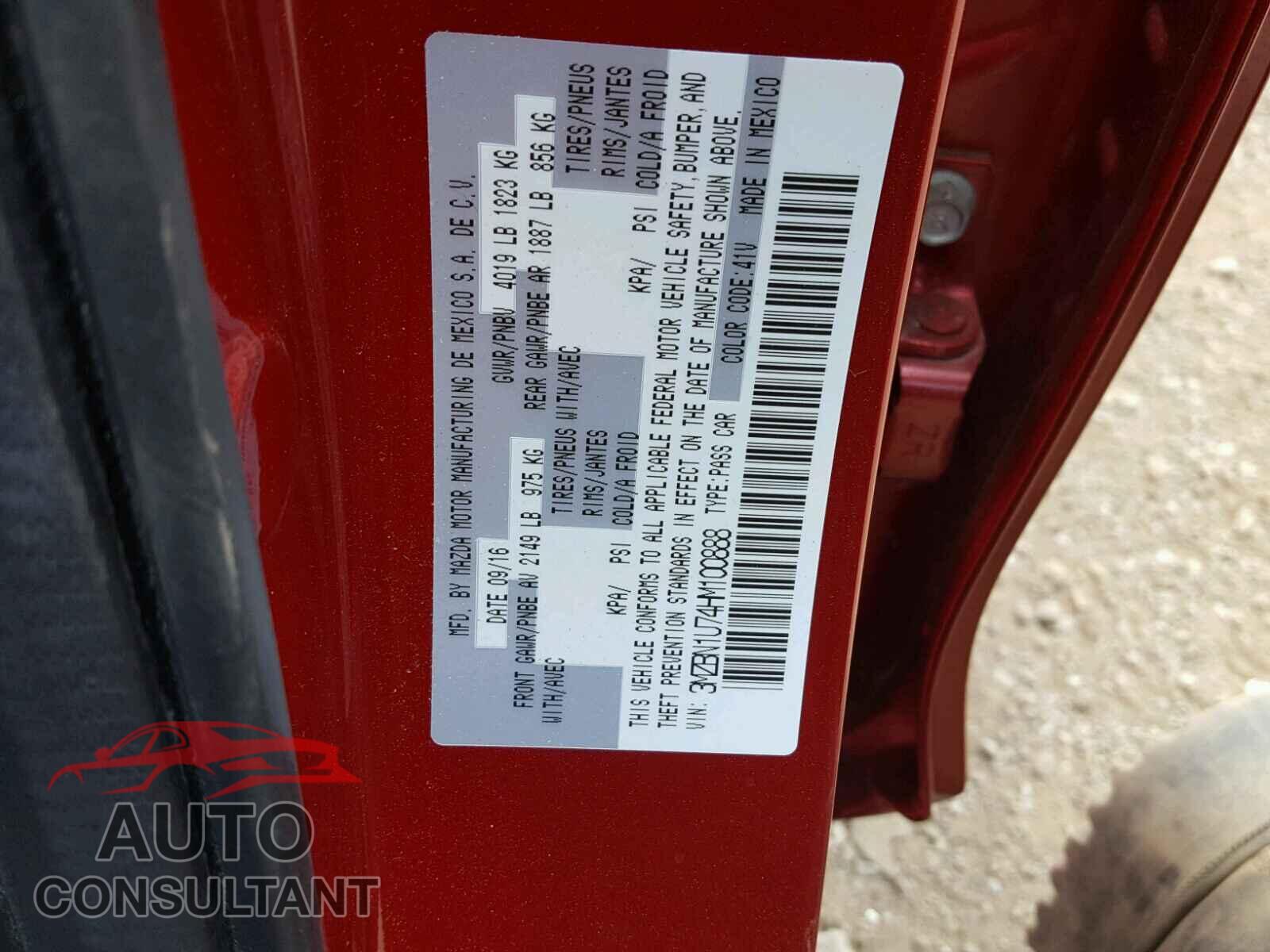MAZDA 3 2017 - 3MZBN1U74HM100888