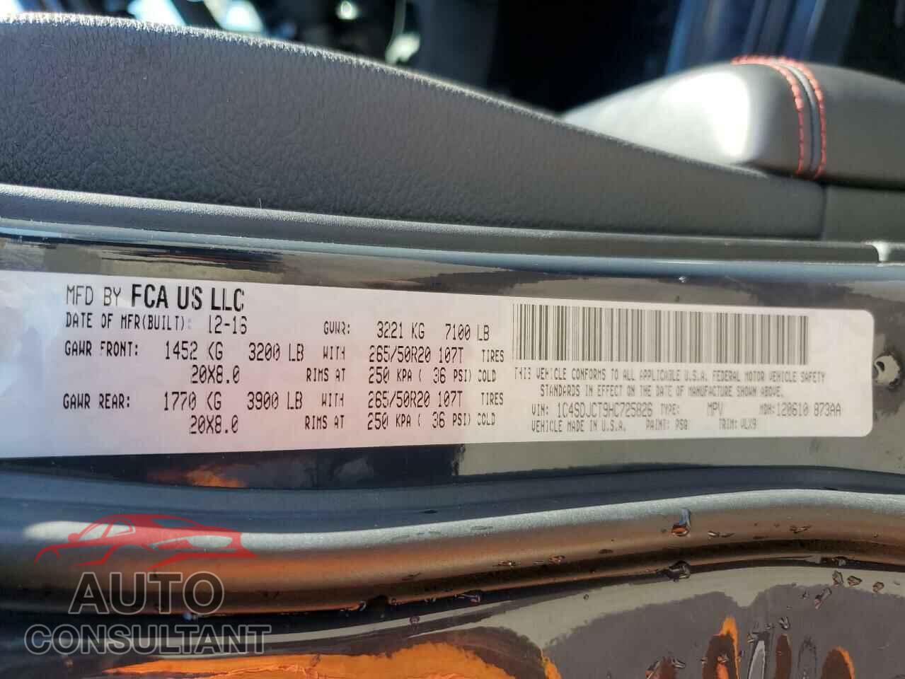 DODGE DURANGO 2017 - 1C4SDJCT9HC725826