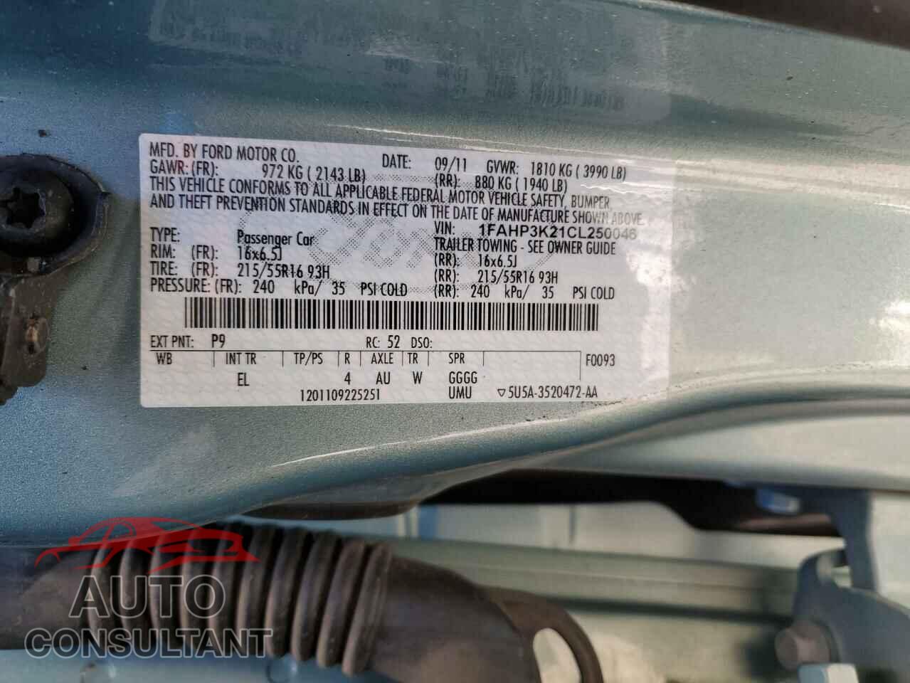 FORD FOCUS 2012 - 1FAHP3K21CL250046