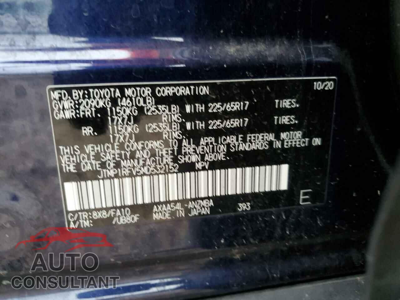 TOYOTA RAV4 2021 - JTMP1RFV5MD532152
