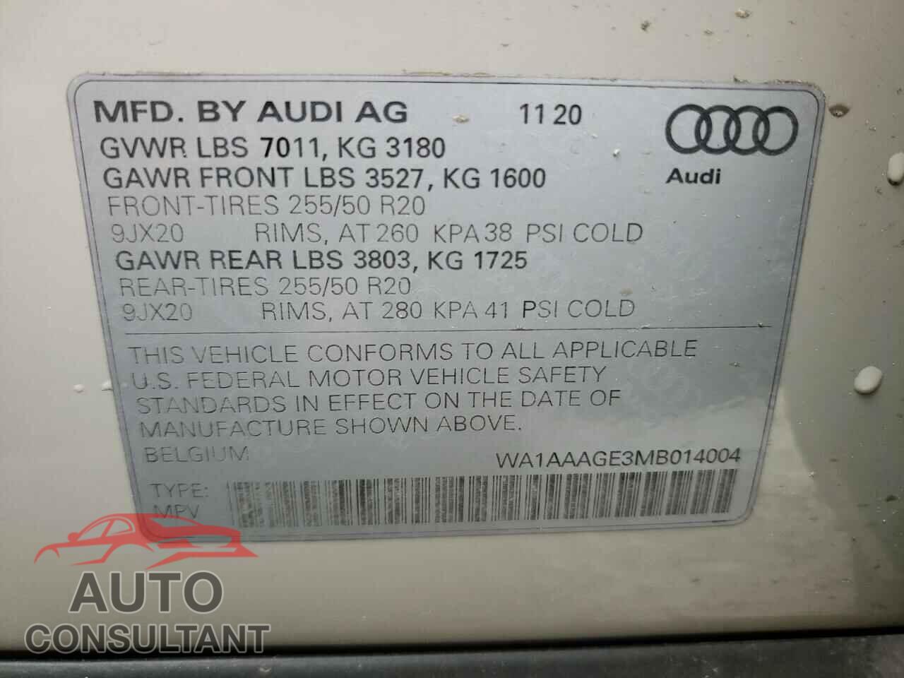 AUDI E-TRON 2021 - WA1AAAGE3MB014004