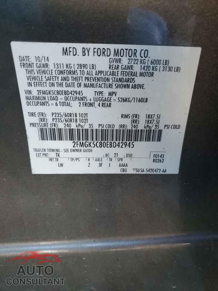 FORD FLEX 2014 - 2FMGK5C80EBD42945
