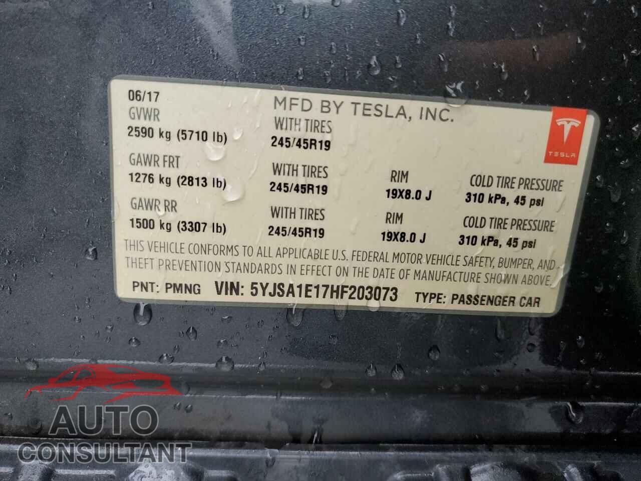 TESLA MODEL S 2017 - 5YJSA1E17HF203073