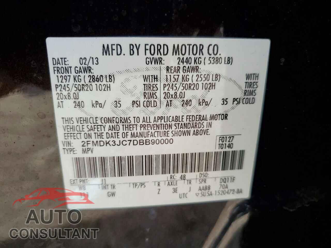 FORD EDGE 2013 - 2FMDK3JC7DBB90000